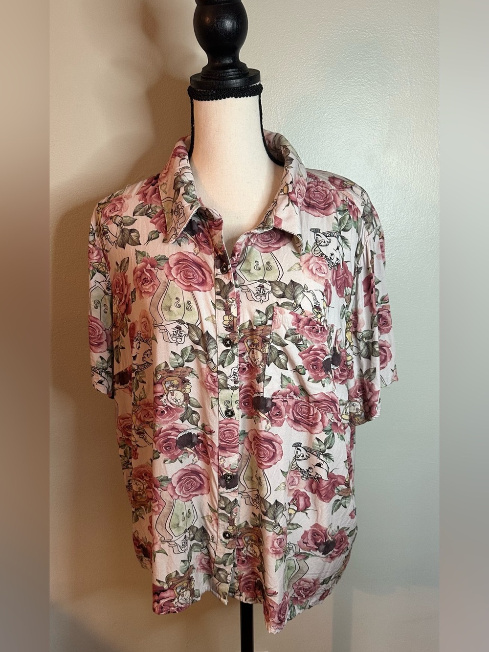 DISNEY Beauty And The Beast Button Down Shirt Womens Size 1X